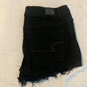American Eagle distressed black shorts